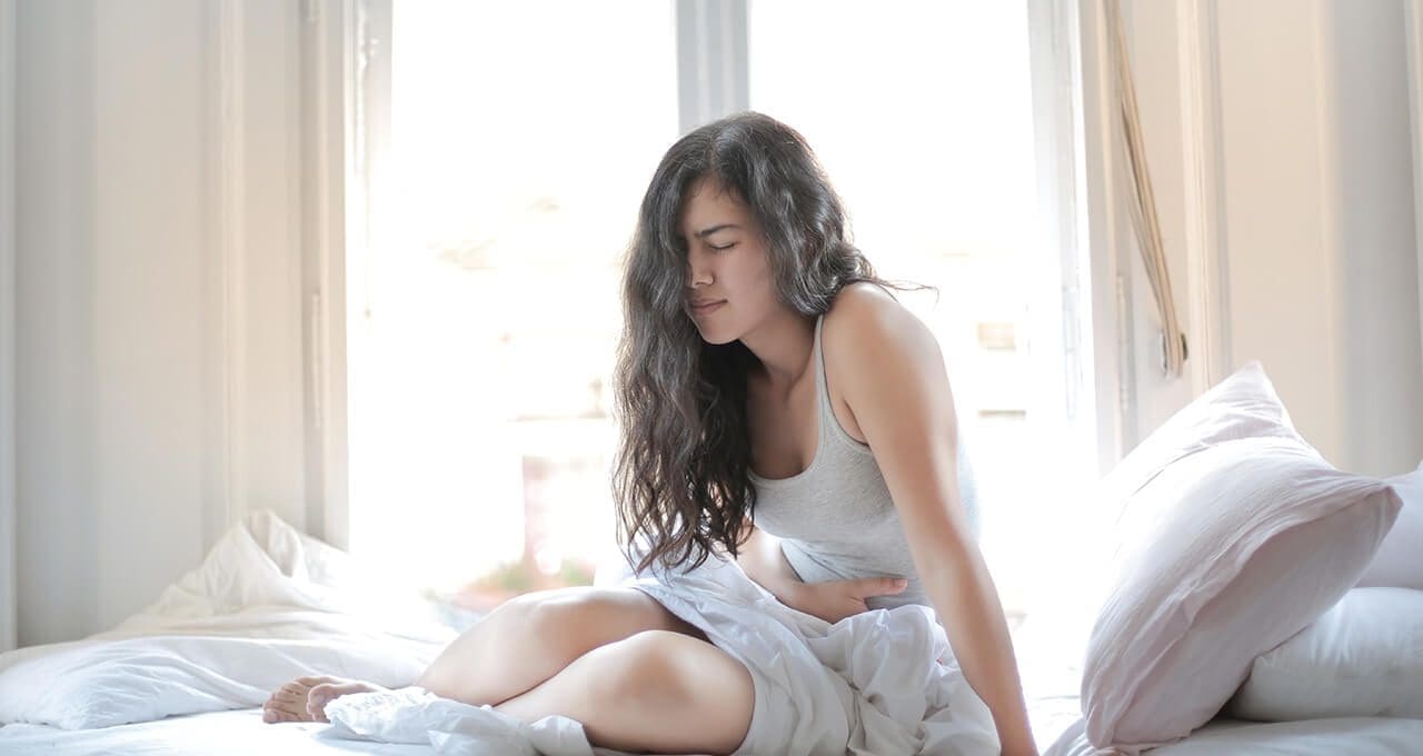 woman with stomach pain