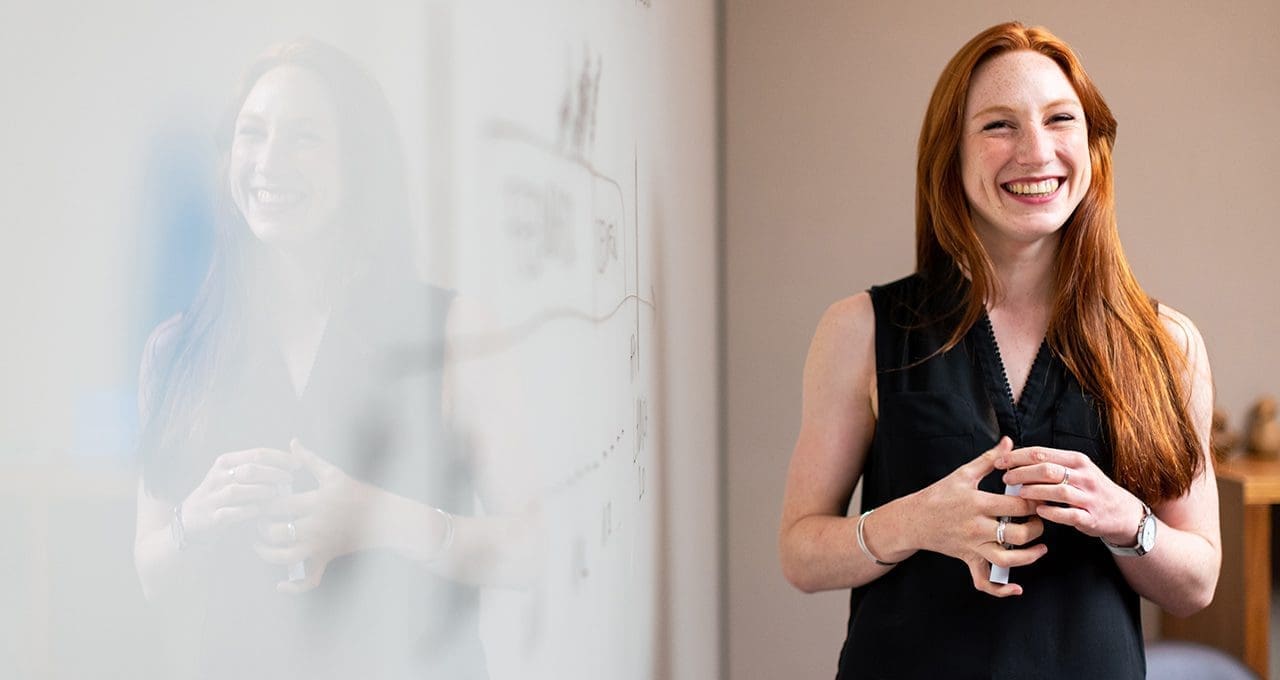 business woman pitching new ideas