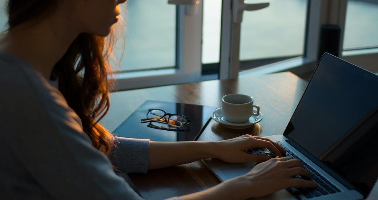 Woman working on laptop