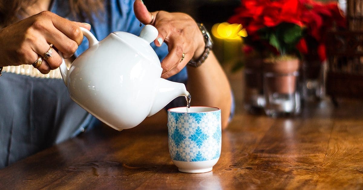 Water from ceramic kettle