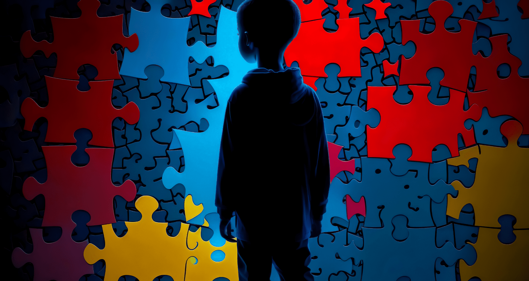 A child staring at a jigsaw puzzle