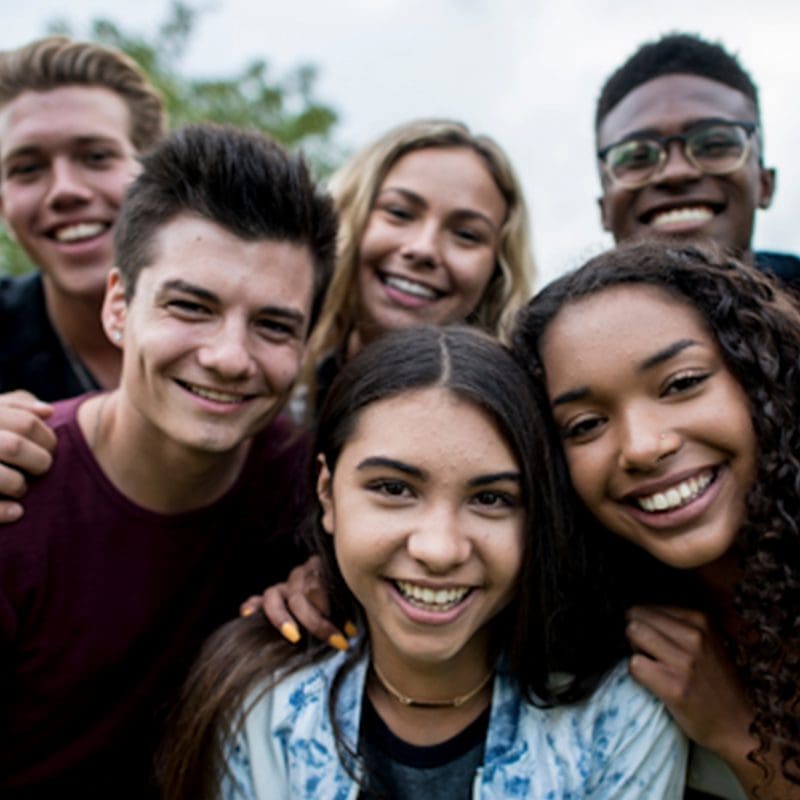 group of friends taking a selfie