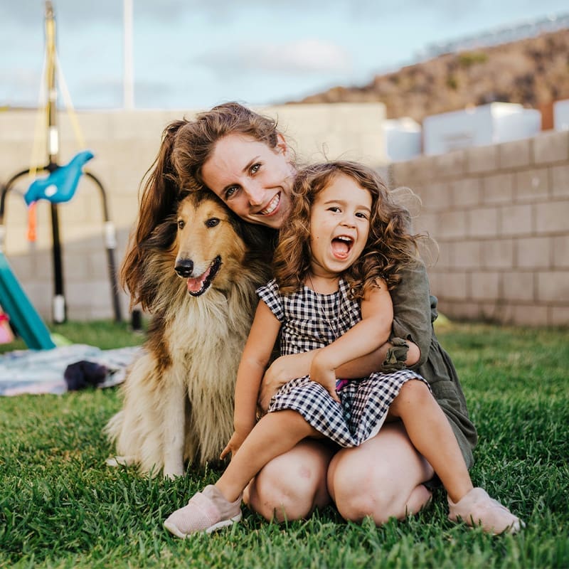 woman, dog, daughter