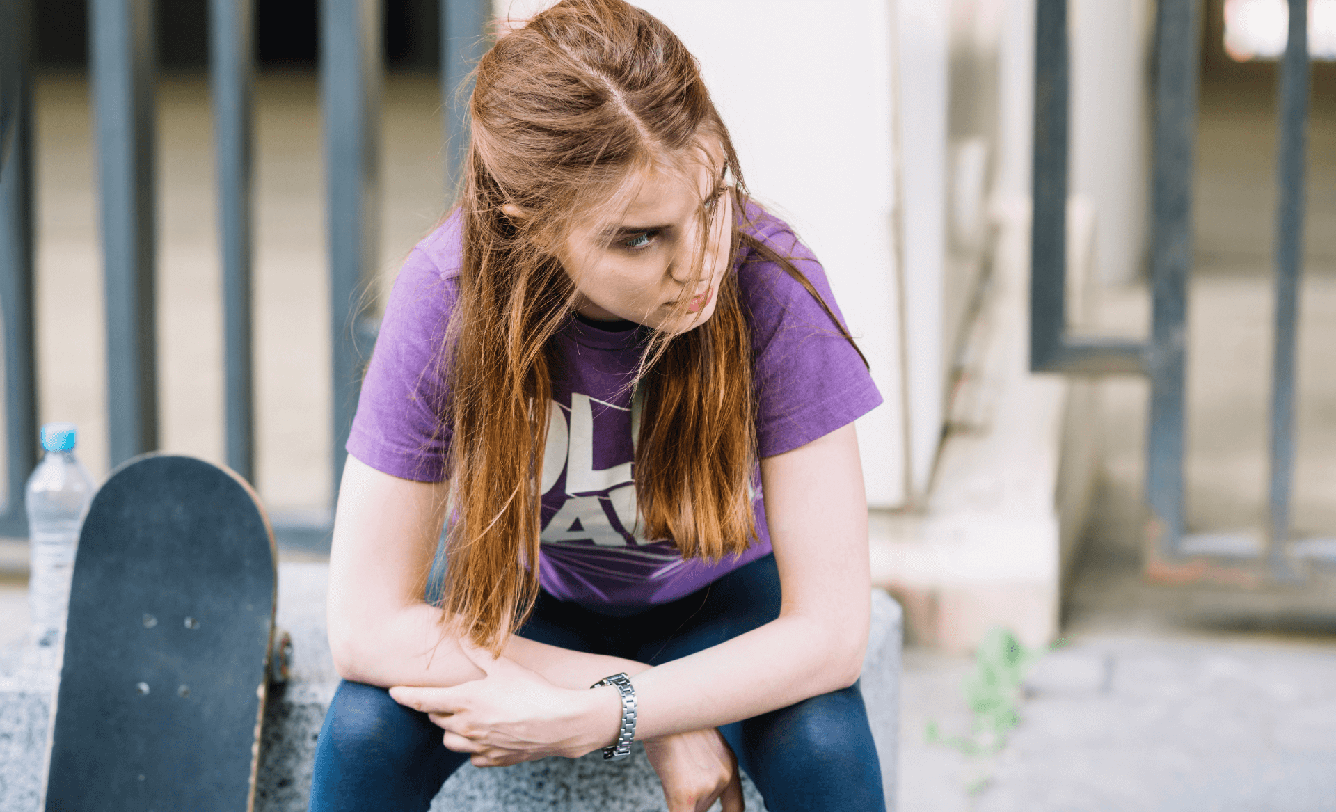 teenage school girl feeling anxious